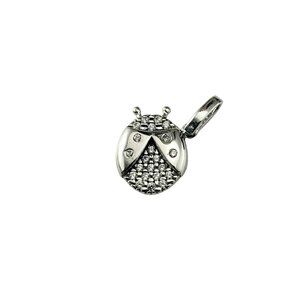 Fratelli 18 Karat White Gold and Clear Stone Ladybug Charm #22725